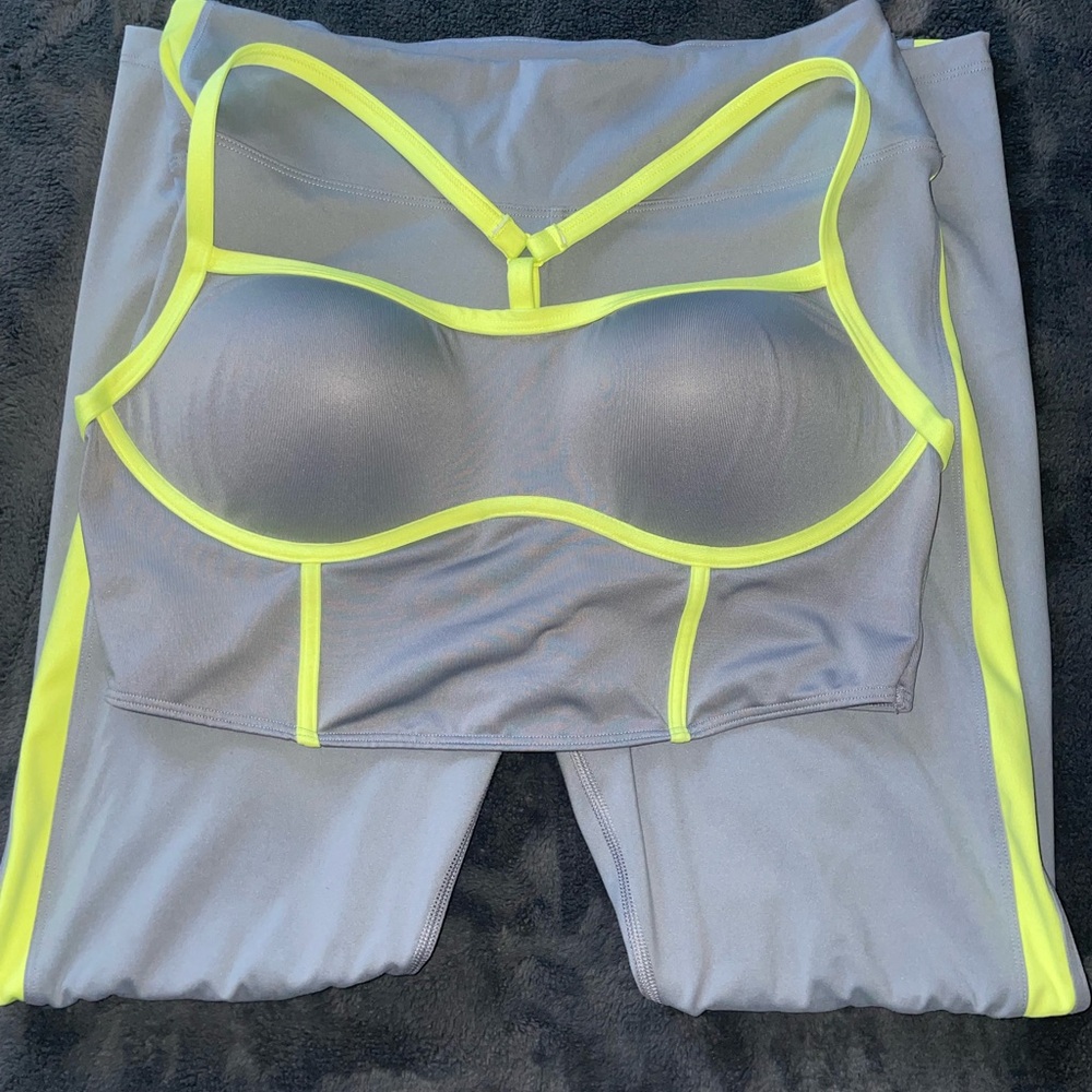Victoria’s Secret Pink gray/neon workout set.